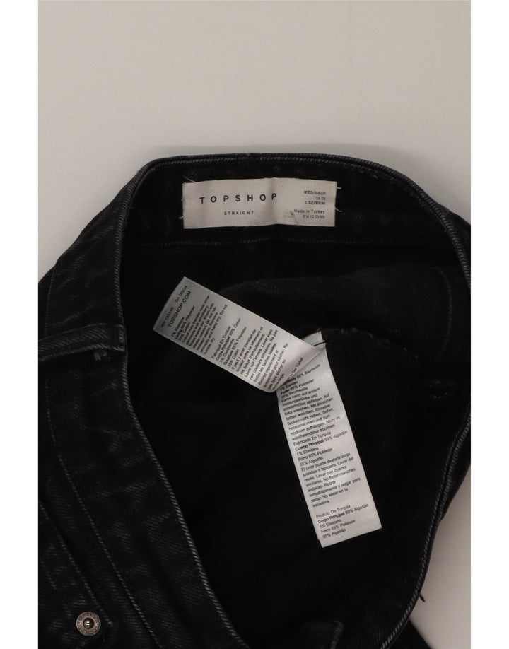 Topshop Damen Straight Jeans W25 L26 Schwarze Baumwolle