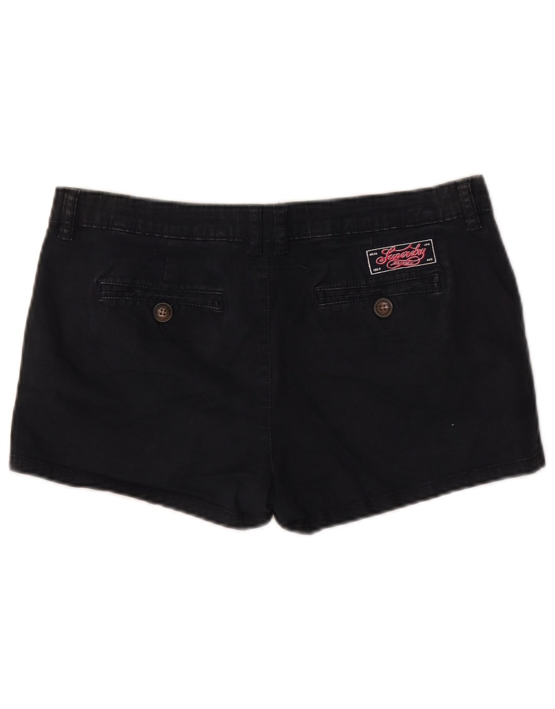 Superdry Damen Chinoshorts Medium W32 Schwarz Baumwolle