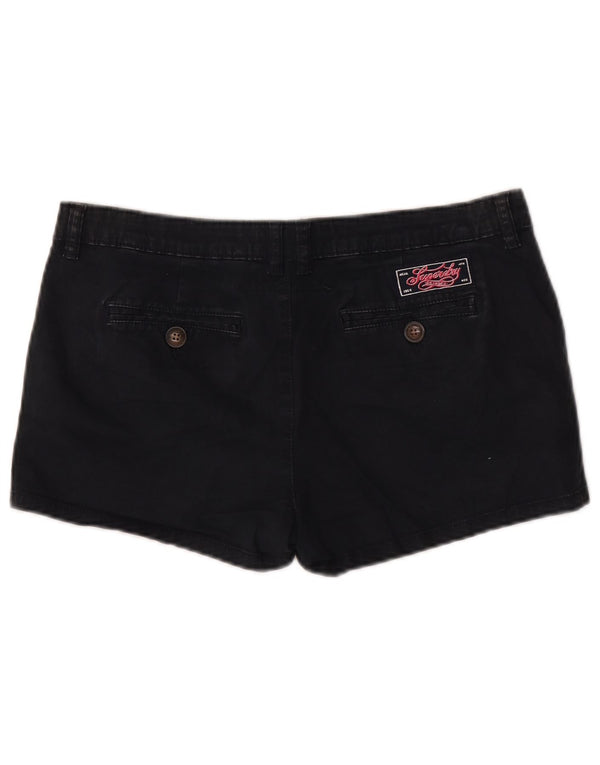 Superdry Damen Chinoshorts Medium W32 Schwarz Baumwolle