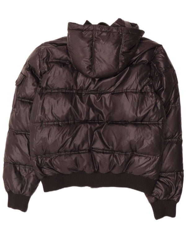 BOMBOOGIE Wattierte Herrenjacke mit Kapuze, UK 44, 2XL, Schwarz, Polyester