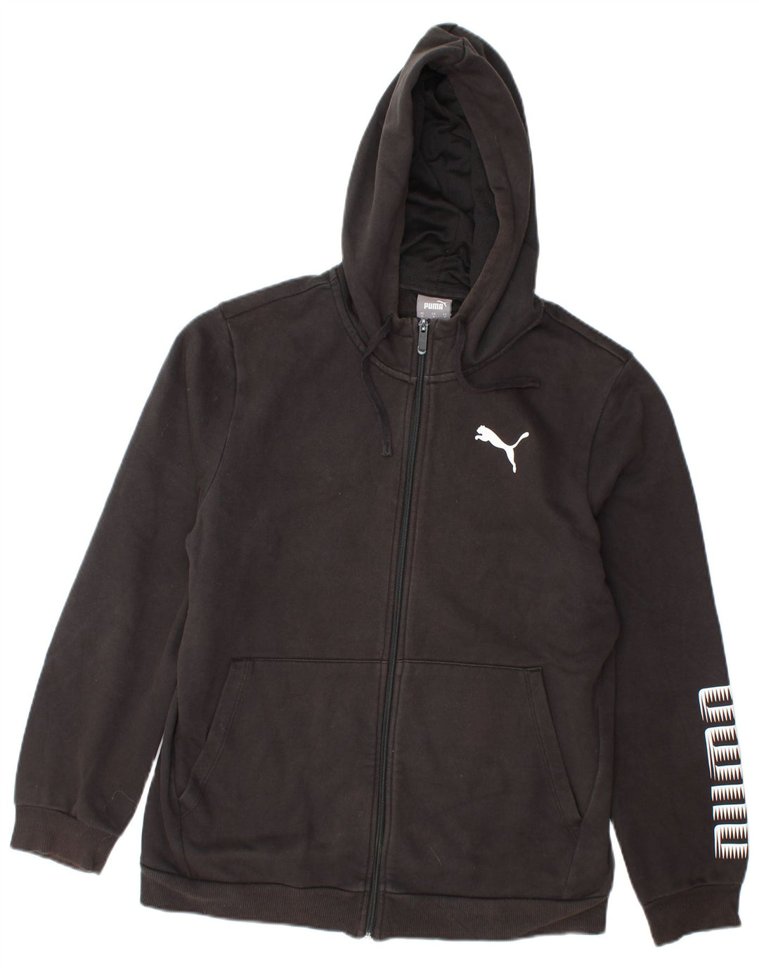 Puma Herren-Kapuzenpullover mit grafischem Reißverschluss, mittelschwarz, Baumwolle