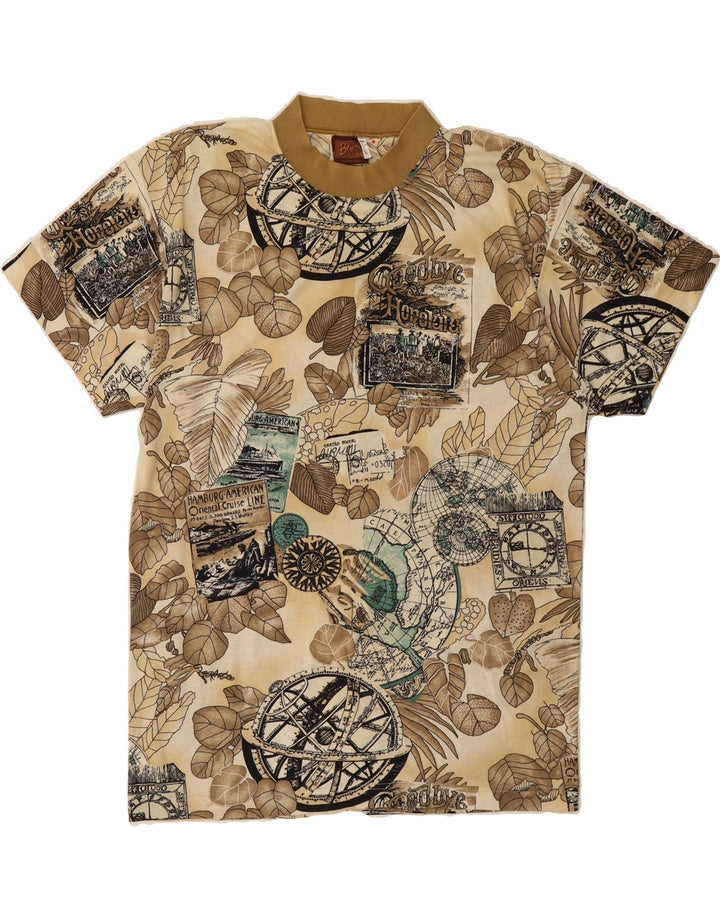 VINTAGE Mens Graphic T-Shirt Top Large Beige Vintage Vintage and Second-Hand Vintage from Messina Hembry 