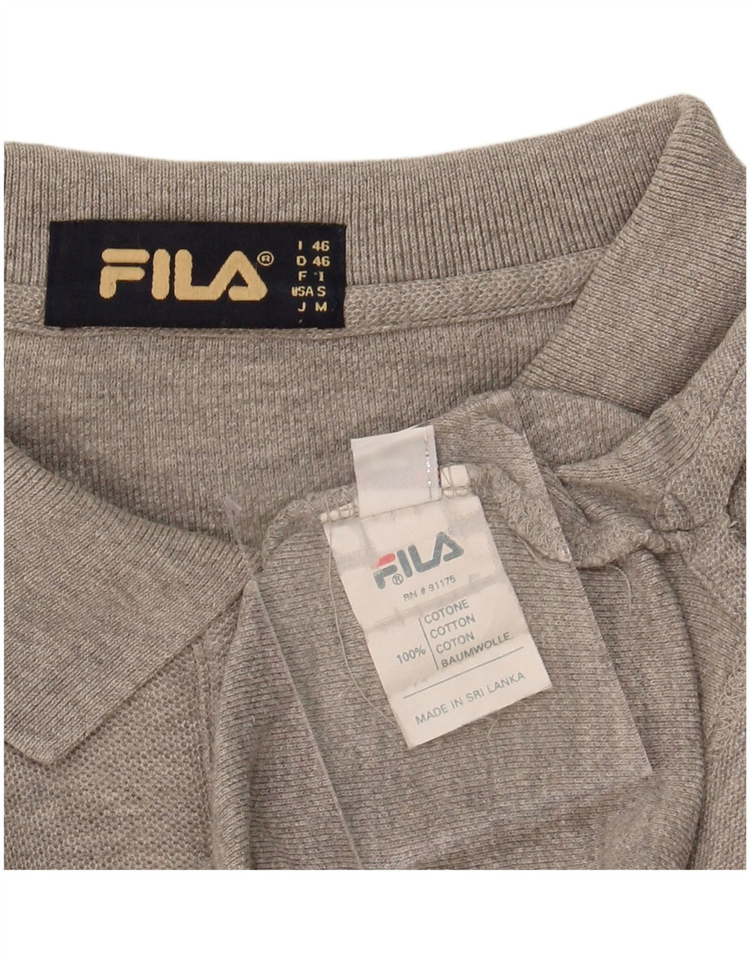 FILA Mens Long Sleeve Polo Shirt IT 46 Small Grey Cotton