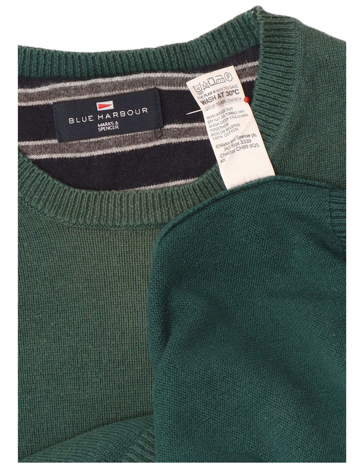 Marks & Spencer Herren Blauer Harbor-Pullover mit Rundhalsausschnitt Mittelgrün
