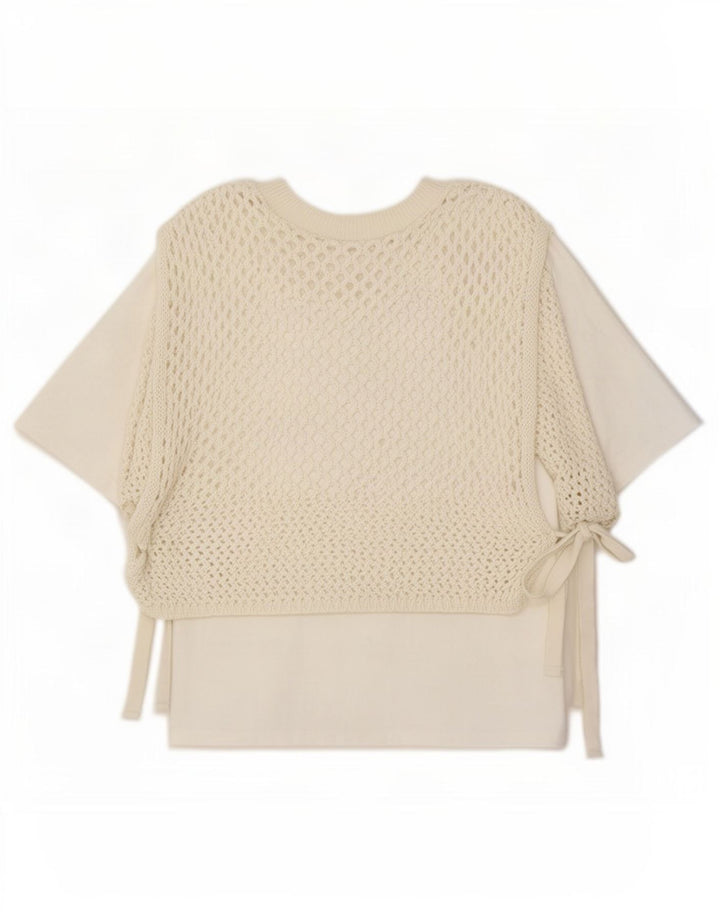 Zara Damen Häkelbluse Top UK 14 Mittelweiß