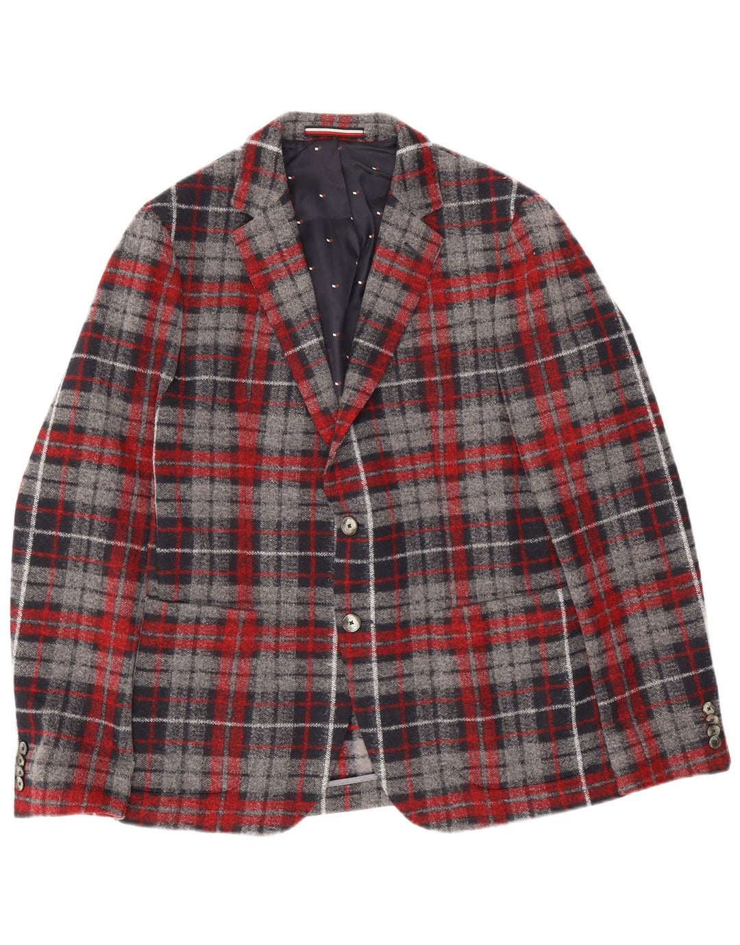 Tommy Hilfiger Herren-Blazer mit 2 Knöpfen, EU 50, groß, marineblau, kariert