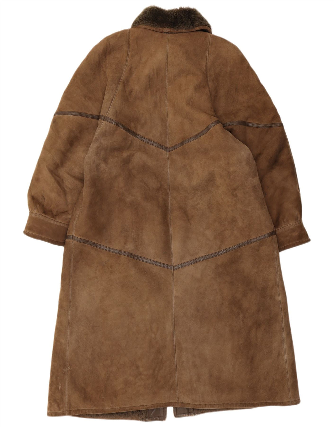 Vintage Damen Lammfellmantel UK 16 Großes braunes Leder