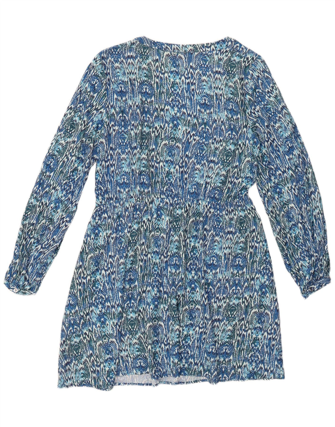 ZARA Damen-Langarmkleid in A-Linie, Gr. 40, Größe S, blau, Ikat-Viskose