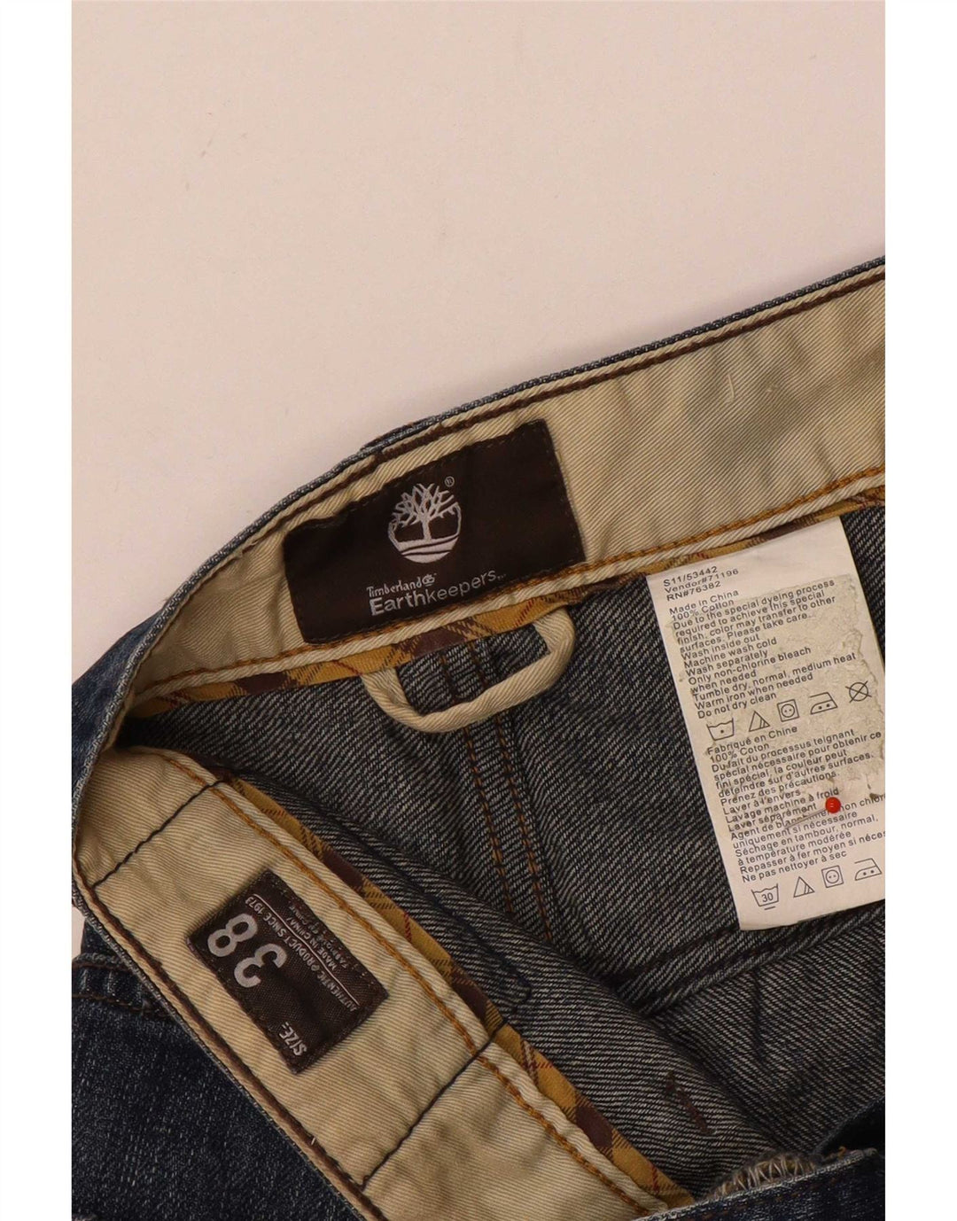 Timberland Herren Earthkeepers Straight Jeans W38 L33 Blaue Baumwolle