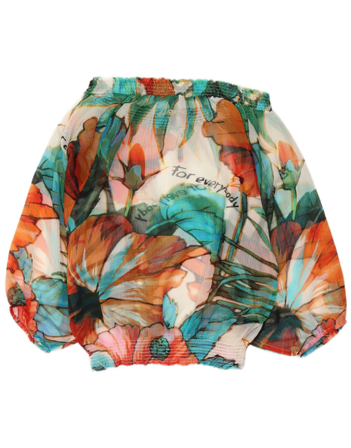 Desigual Damen Langarm-Schulteroberteil UK 10 Small Mehrfarbig