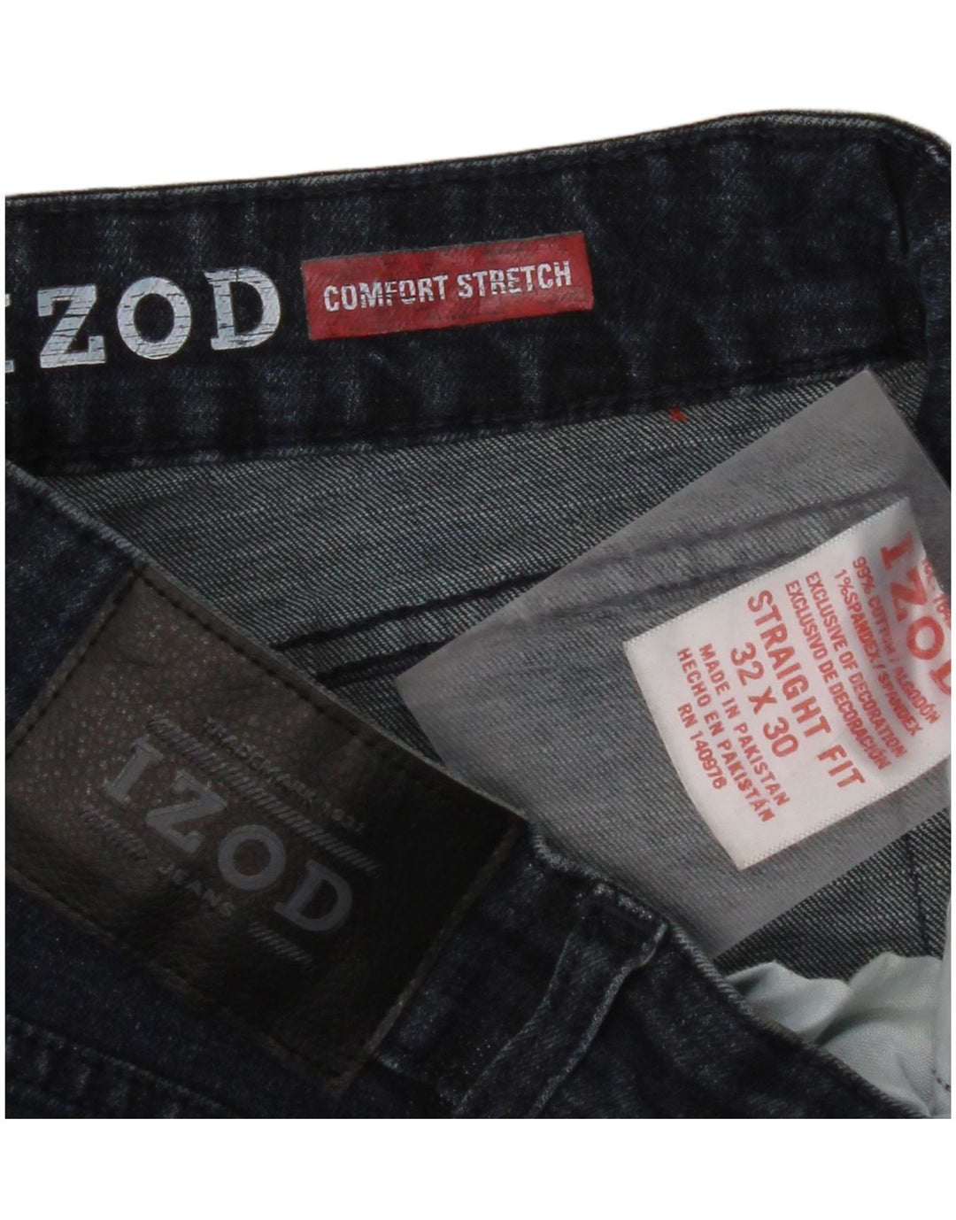 IZOD Herren Comfort Stretch Straight Jeans W32 L30 Blaue Baumwolle
