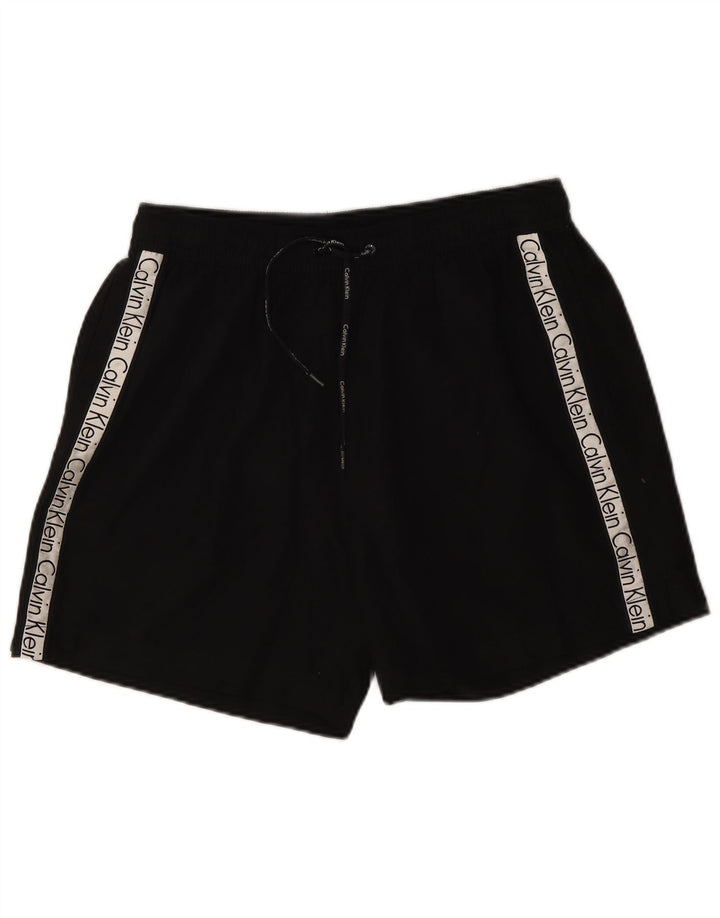 Calvin Klein Herren-Badeshorts mit Grafik, groß, schwarzes Farbblock-Polyester
