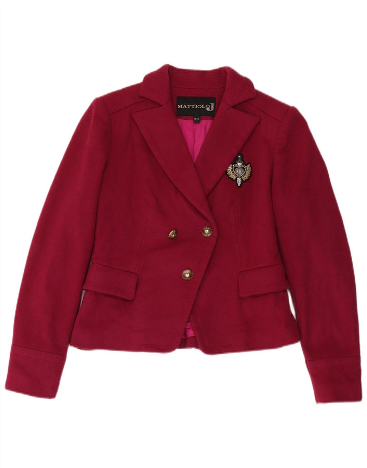 Gai Mattiolo Damen Zweireihige Blazerjacke IT 42 Mittelrosa Wolle