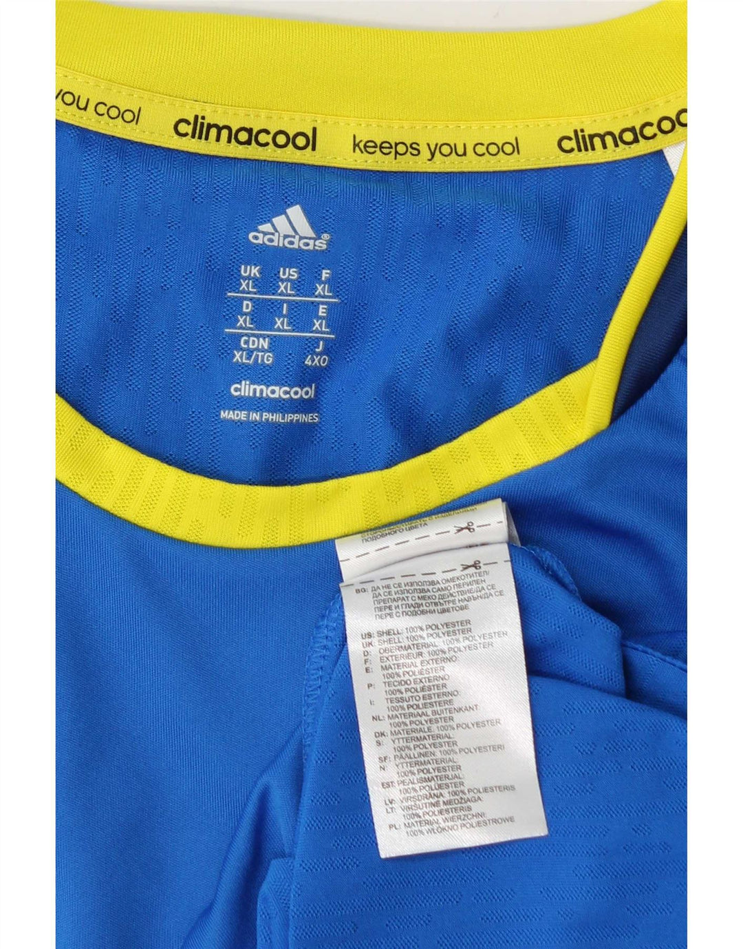 Adidas Herren Climacool T-Shirt Top XL Blau Colourblock Polyester