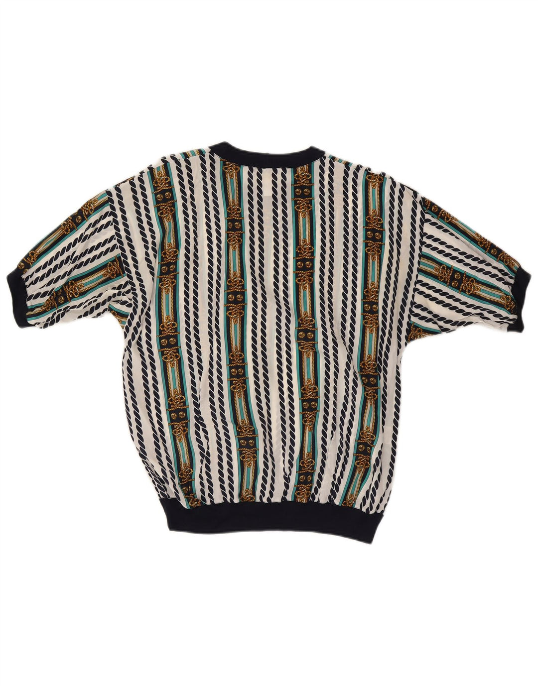 ENNEDI Damen-Blusenoberteil UK 12 Mittelweiß gestreift aus Acetat