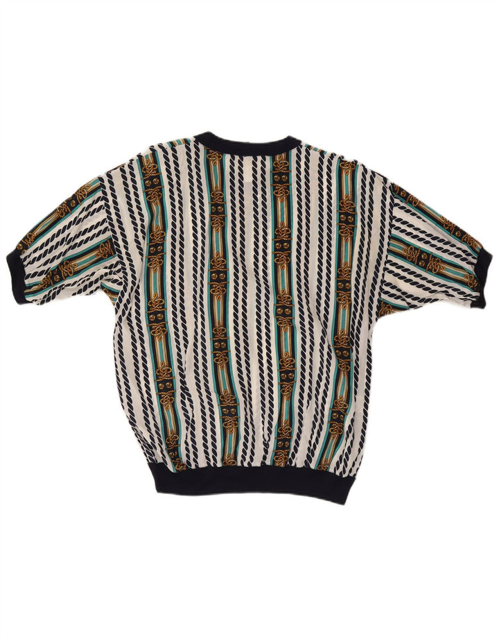 ENNEDI Damen-Blusenoberteil UK 12 Mittelweiß gestreift aus Acetat