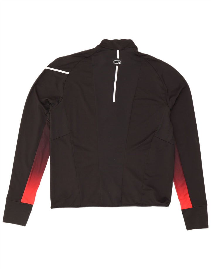 Decathlon Herren-Pullover-Trainingsanzugoberteil mit Reißverschluss, XL, Schwarz, Farbblock