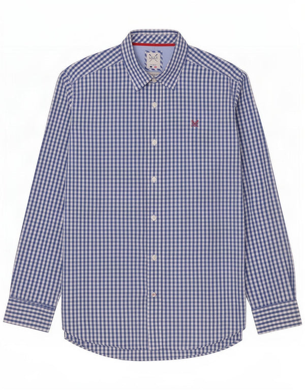 Crew Clothing Mens Classic Fit Shirt Large Blue Gingham Cotton