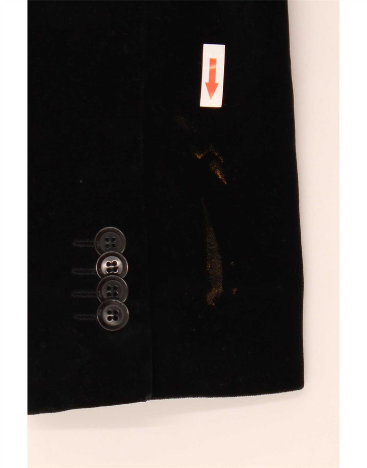 Zara Herren-Blazer aus Samt mit 1 Knopf, EU 52, große schwarze Baumwolle