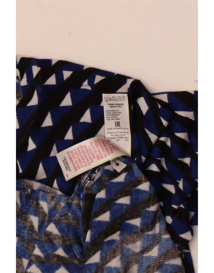 Marks & Spencer Damen Crop Cardigan Pullover UK 14 Mittelblau Geometrisch