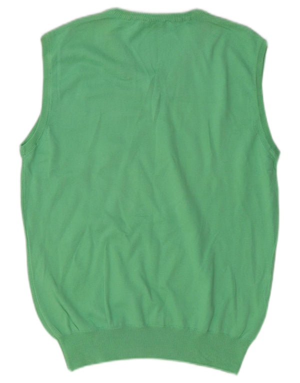 Brooksfield Herren Weste Tank Top IT 46 Small Grüne Baumwolle