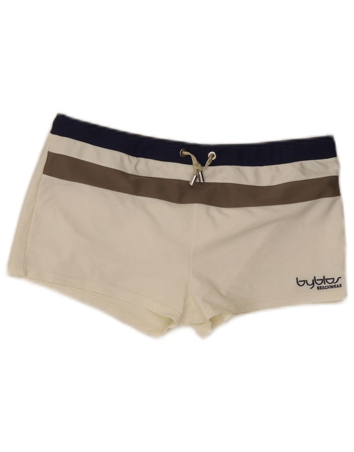 Byblos Damen Badeshorts UK 14 Mittelweiß gestreift