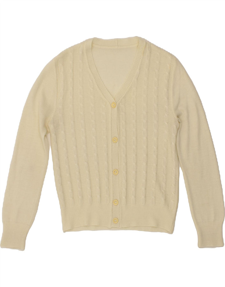 VINTAGE Womens Cardigan Sweater UK 14 Large Beige Vintage Vintage and Second-Hand Vintage from Messina Hembry 