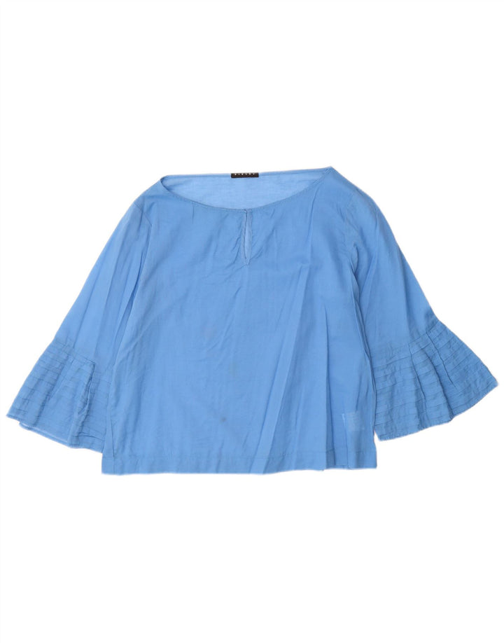 Sisley Damen-Blusenoberteil mit 3/4-Ärmeln, übergroß, Gr. 10, Größe S, Blau, Baumwolle