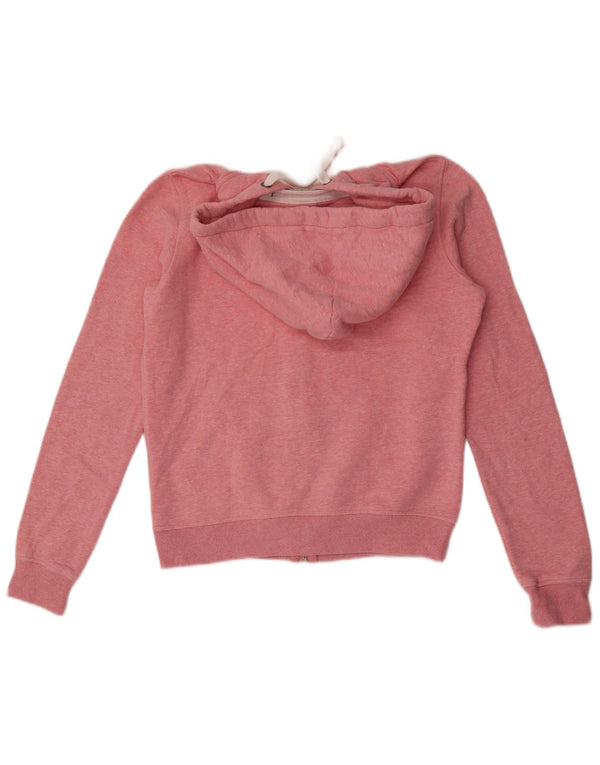Jack Wills Womens Zip Hoodie Sweater UK 10 Small Pink Flecked Cotton