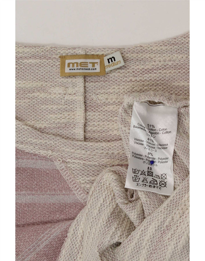 MET Womens Crop Bluse Top UK 14 Mittelrosa gestreift