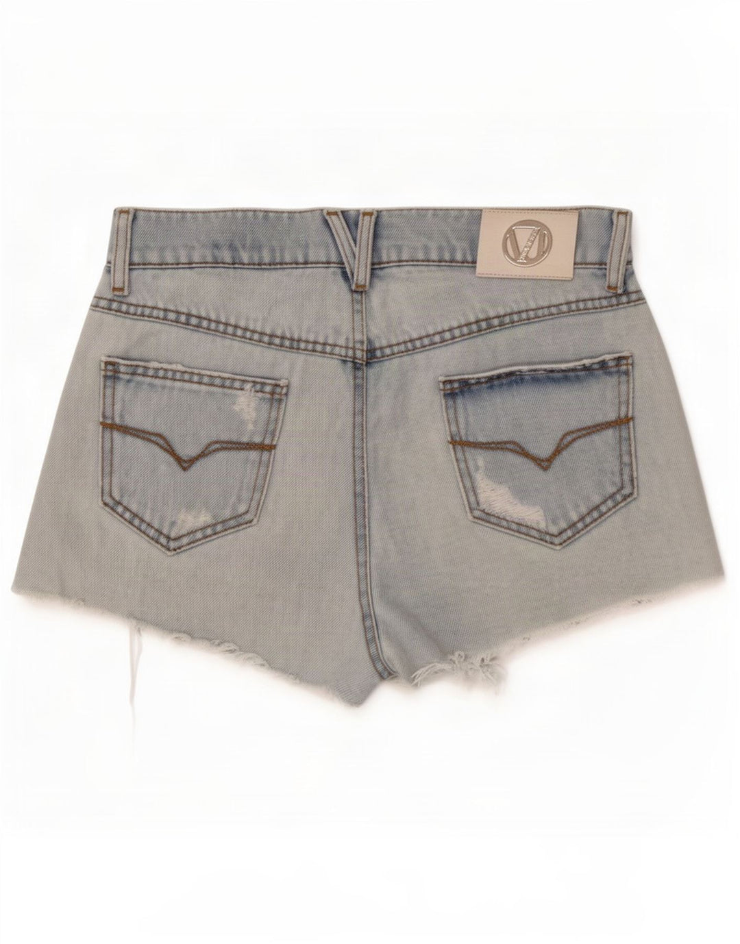 Versace Damen Distressed Denim Shorts W28 Mittelblaue Baumwolle