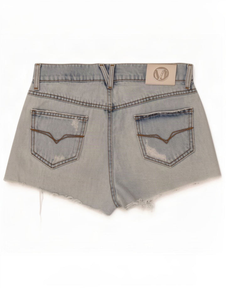 Versace Damen Distressed Denim Shorts W28 Mittelblaue Baumwolle