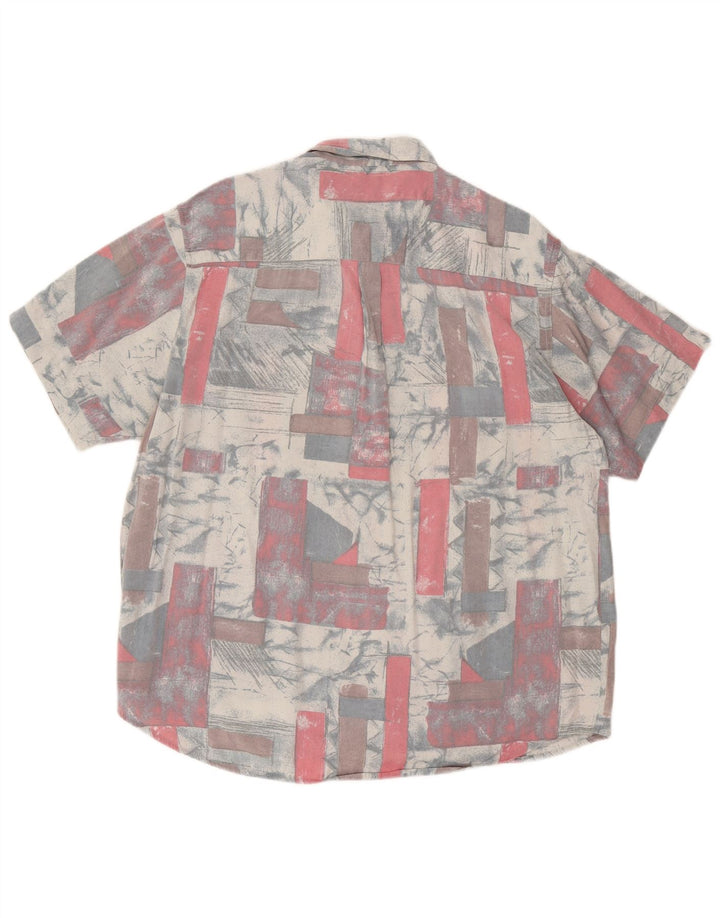 Vintage Herren Kurzarmhemd mit abstraktem Muster XL Grau