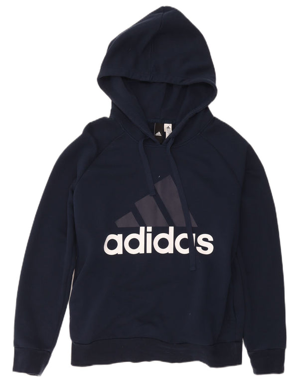 Adidas Damen Graphic Hoodie Pullover UK 12/14 Medium Marineblau Baumwolle