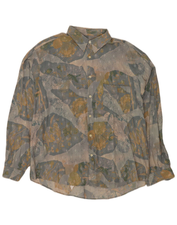 Vintage Herren Regular Fit Hemd XL Mehrfarbige geometrische Viskose