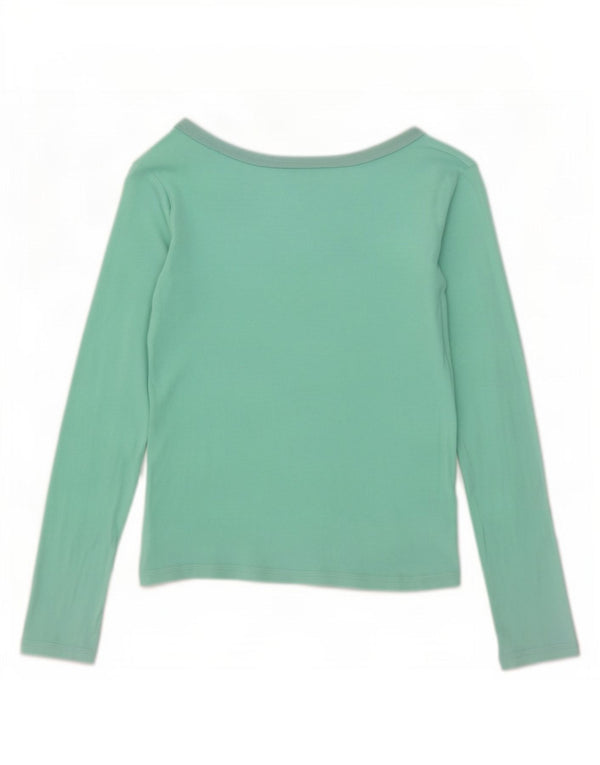 Marks & Spencer Damen Langarm-Schulteroberteil UK 14 Mittelgrün