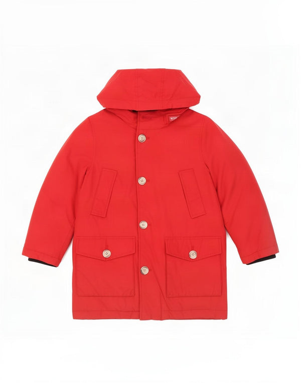 Woolrich Boys Hooded Padded Coat 5-6 Years Red Cotton