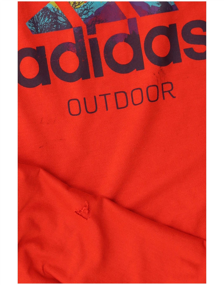Adidas Herren Graphic Top Langarm UK 40/42 Mittelrotes Polyester