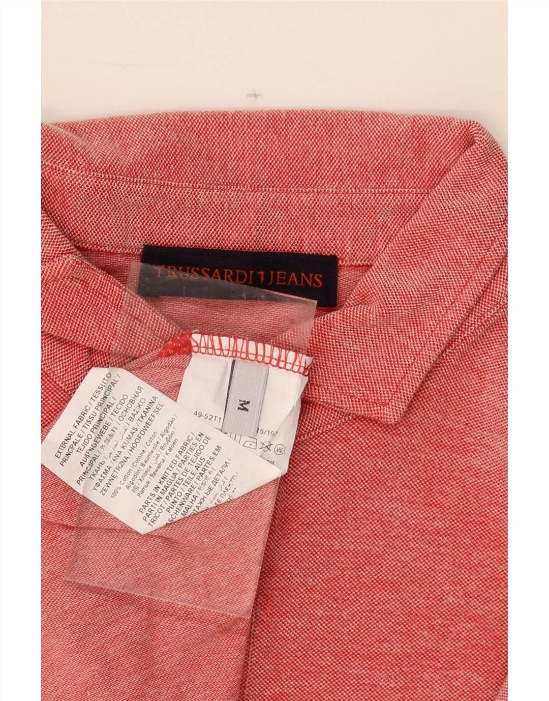 TRUSSARDI Mens Polo Shirt Medium Red Flecked Cotton Vintage Trussardi and Second-Hand Trussardi from Messina Hembry 