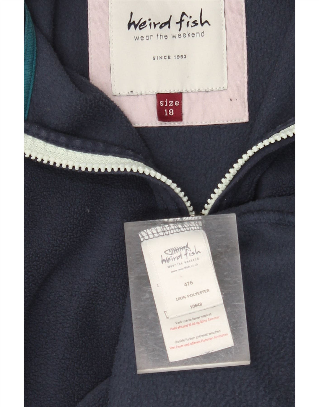 WEIRD FISH Damen-Oversize-Fleecepullover mit Reißverschluss, UK 18, XL, Marineblau