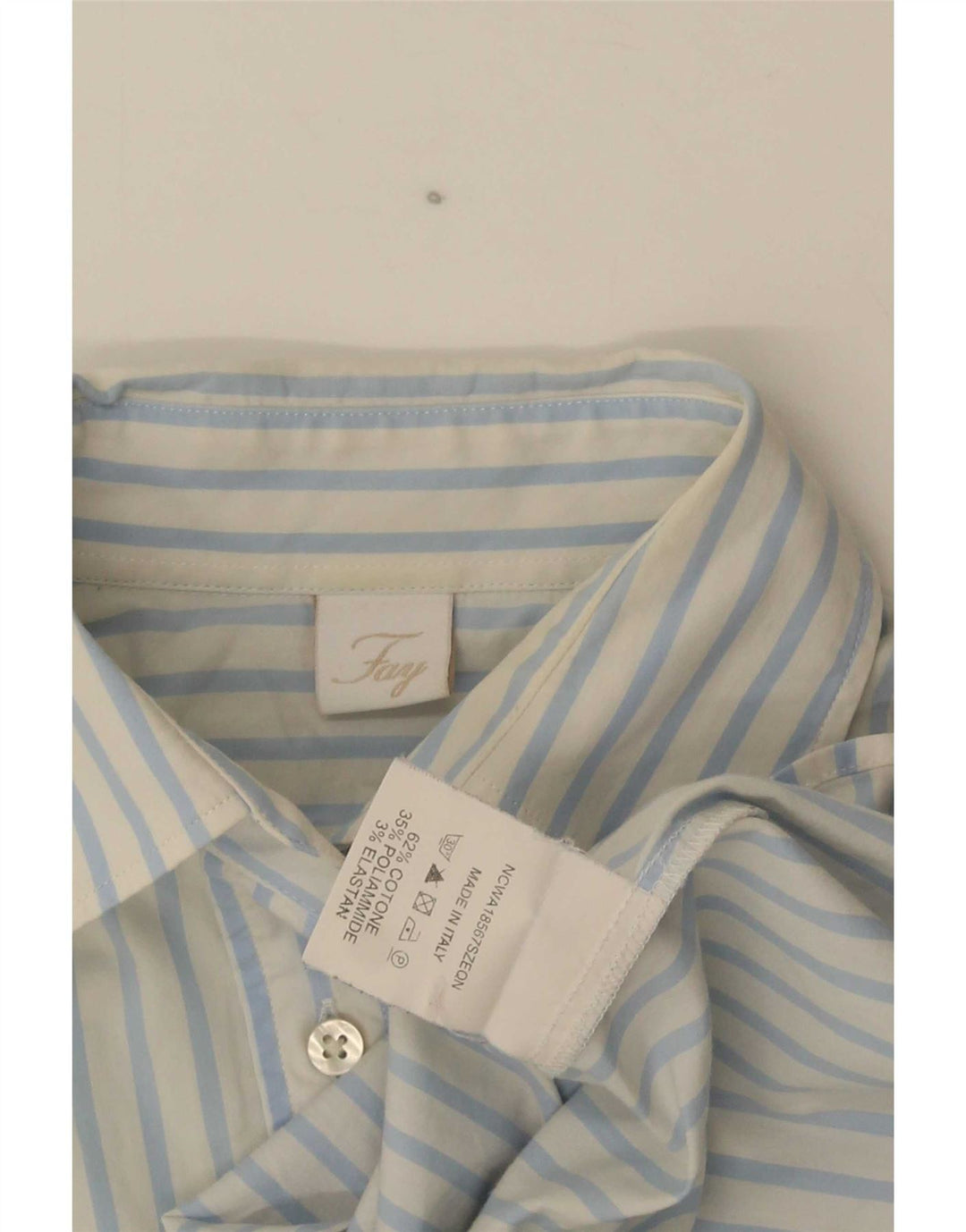 Fay Damen-Hemd UK 10 Small aus blauer Nadelstreifen-Baumwolle