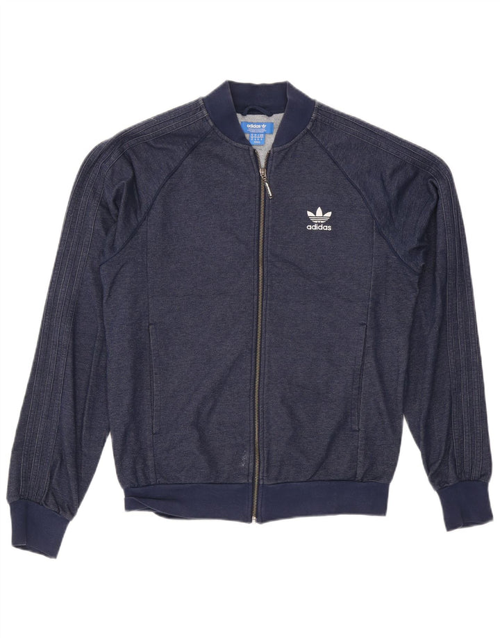 Adidas Herren-Trainingsanzug-Top-Jacke, mittelmarineblaue Baumwolle