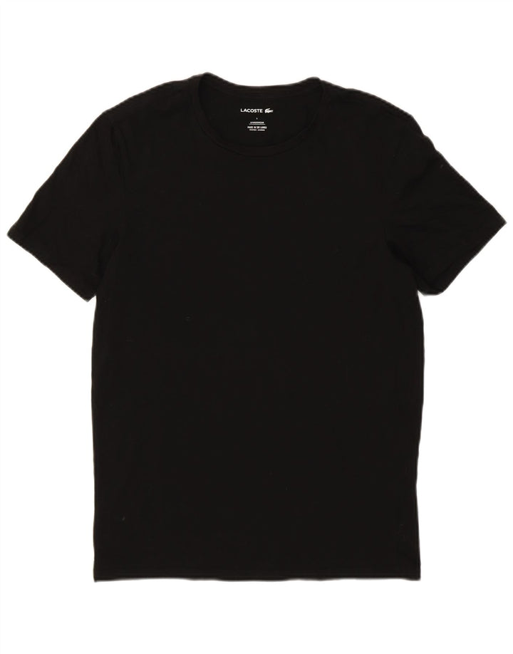 LACOSTE Womens T-Shirt Top UK 14 Large Black Cotton