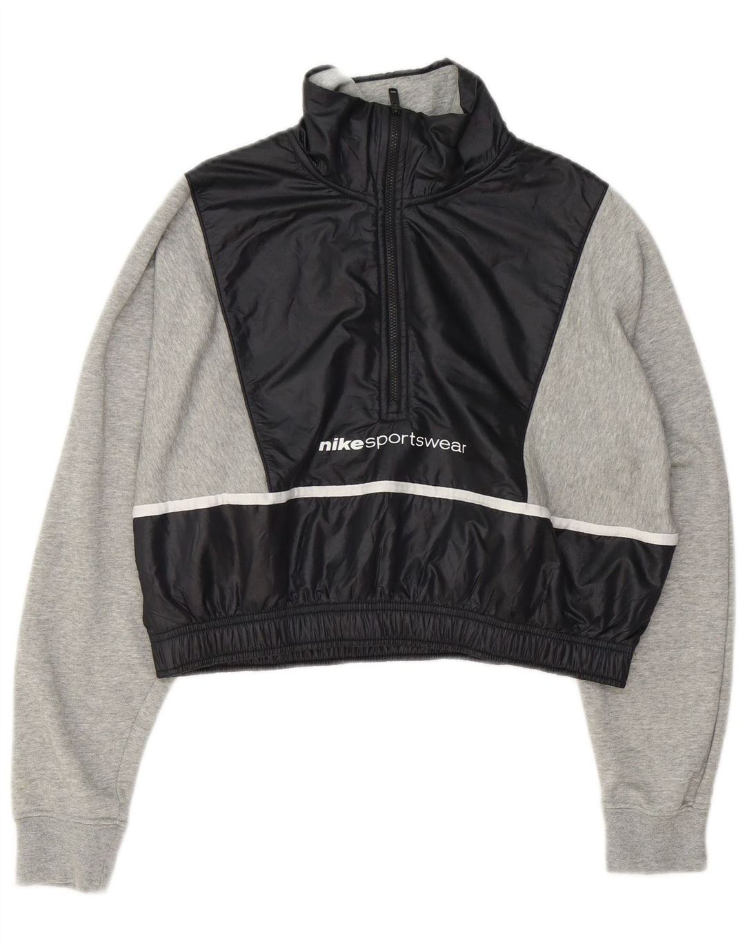 Nike Damen-Pullover, übergroßer Crop-Sweatshirt, Gr. 10, Größe S, Grau, Farbblock