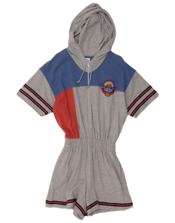 Cacao Damen-Spielanzug mit Kapuze, UK 14, mittelgraue Colourblock-Baumwolle