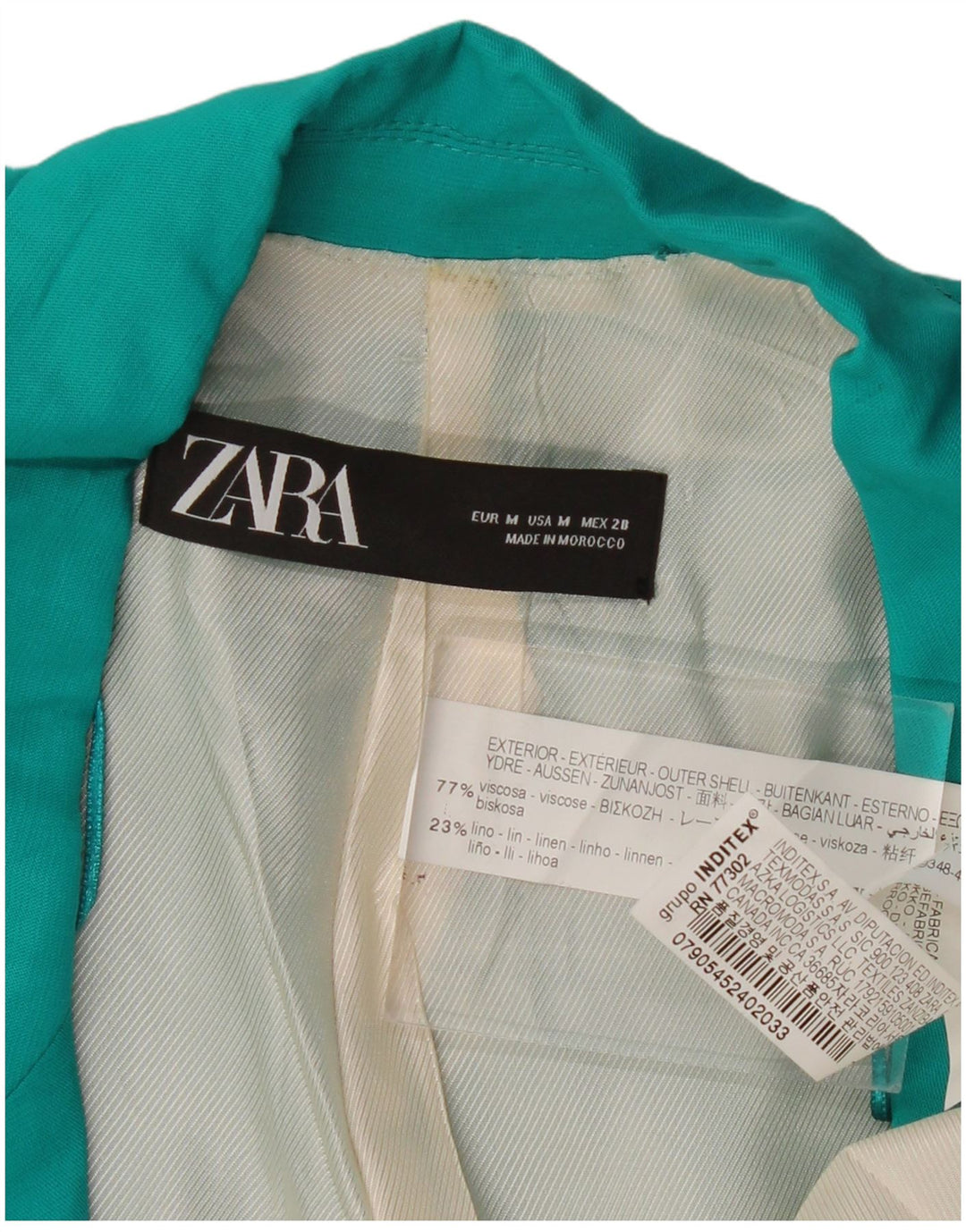 Offene Blazerjacke für Damen von ZARA, Gr. 14, Mitteltürkis, Viskose