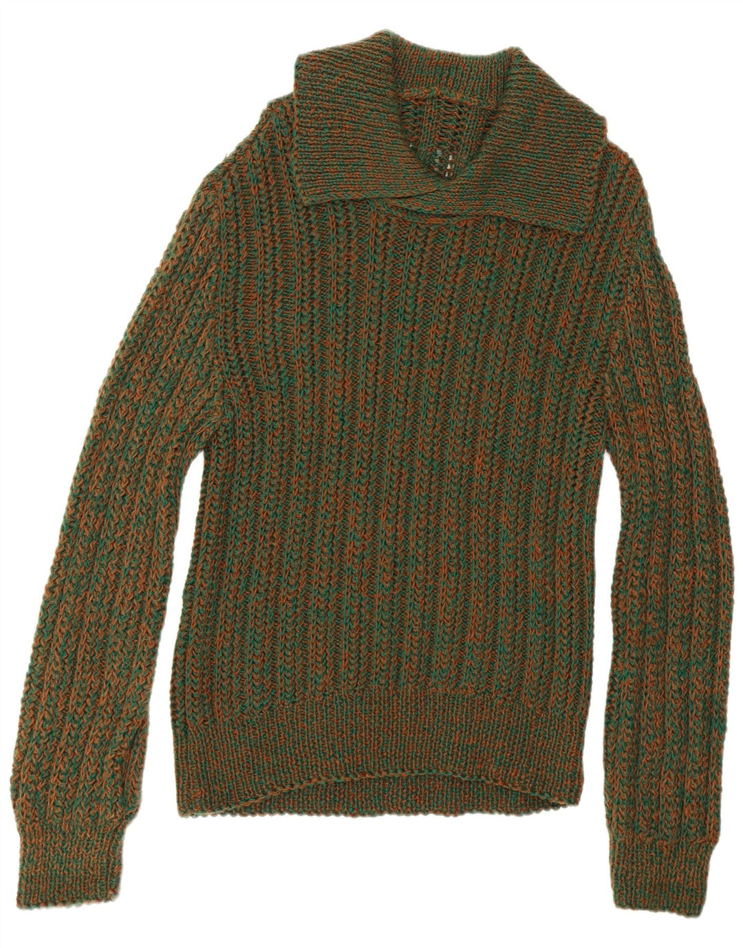 Vintage Herren Rollkragenpullover Mittelgrün gefleckt