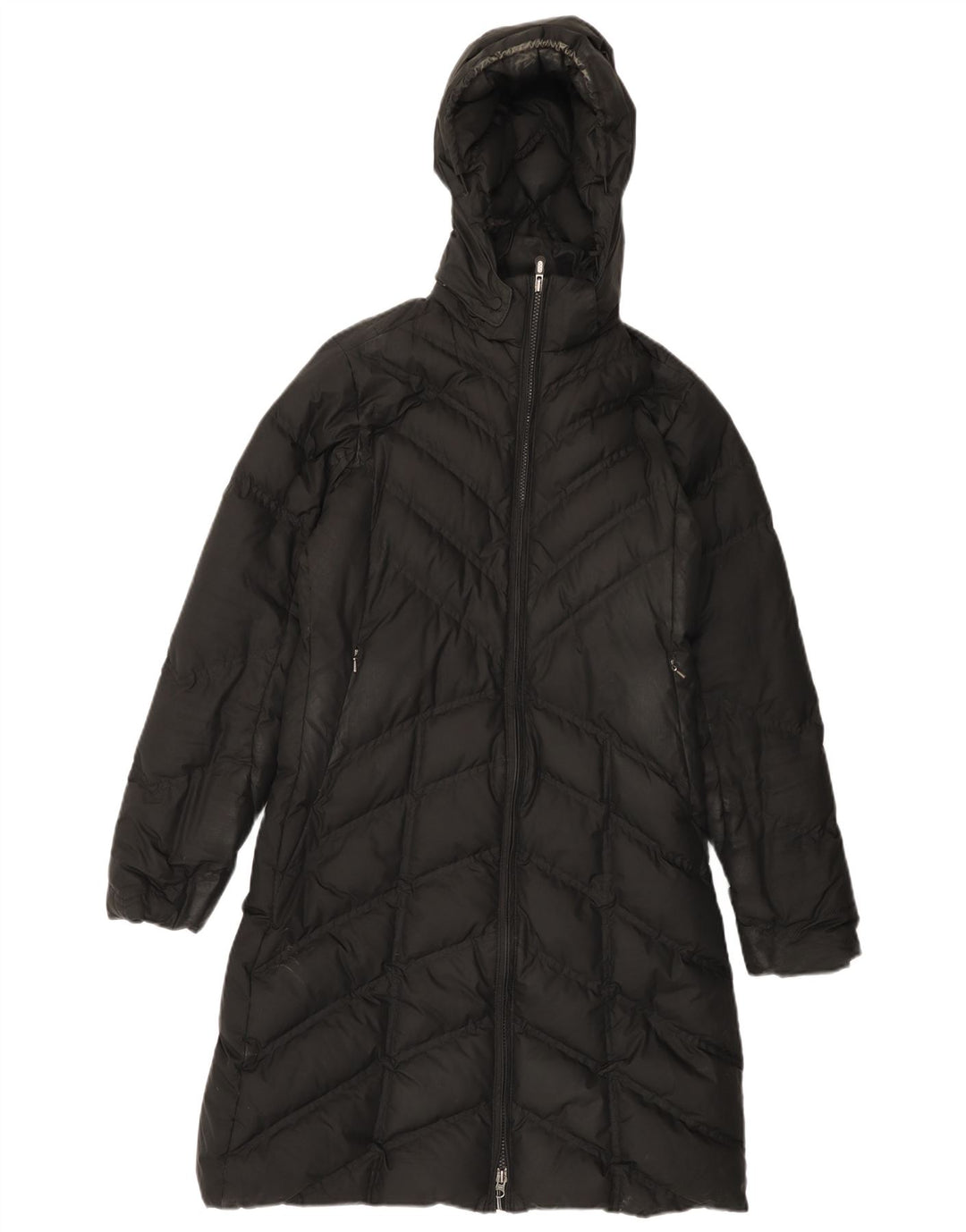 Patagonia Wattierter Damenmantel mit Kapuze, UK 10, Größe S, Schwarz, Polyester
