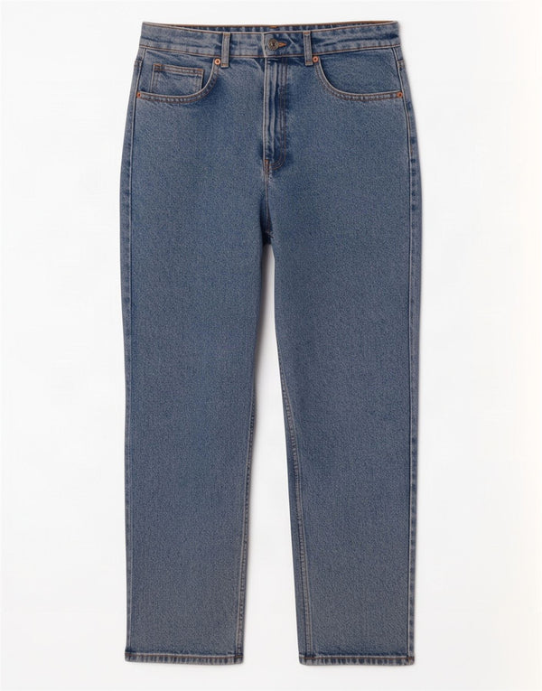 Zara Damen High Waist Tapered Jeans EU 40 Medium W30 L28 Blaue Baumwolle