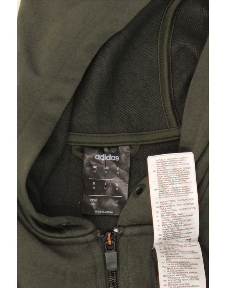 Adidas Herren-Kapuzenpullover mit Reißverschluss, mittleres Khaki, Polyester